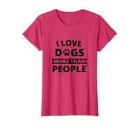 Amo i Cani più delle Persone i Love Dogs More Than People Maglietta, Donna, Rosso mélange, 3XL
