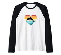 Amo i Delfini nel Mare Acquario Oceano Animali marini Delfini Maglia con Maniche Raglan
