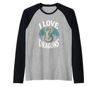 Amo i Draghi Mitici Amanti delle Creature Maglia con Maniche Raglan