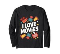 Amo i Film Cinema Film Buff Design Maglia a Manica