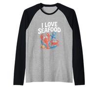 Amo i frutti di mare con crostacei felici Maglia con Maniche Raglan