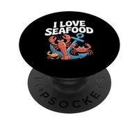 Amo i frutti di mare con crostacei felici PopSockets PopGrip Adesivo