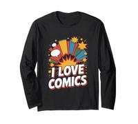 Amo i fumetti Burst Star Pop Art Maglia a Manica