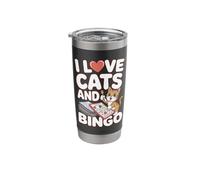 Amo i gatti e il bingo Cute Kitten Fun Bicchiere termico in acciaio inox doppia parete