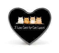 Amo i gatti per gli amanti dei gatti Spilla a forma di cuore stampata Spilla divertente Spilla da bavero Decorazione per bottoni per uomo Donna