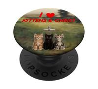 Amo i gattini e Cristo PopSockets PopGrip Adesivo