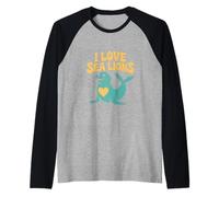 Amo i Leoni marini, Simpatico Animale Marino Maglia con Maniche Raglan