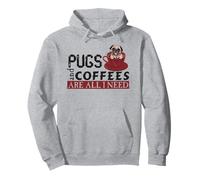 Amo i Miei Carlini e i caffè Sono Tutto ciò di Cui Ho Bisogno, Love Dog, Puglie Felpa con Cappuccio