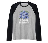 Amo i mirtilli, delizia ai Frutti di Bosco freschi Maglia con Maniche Raglan