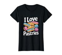 Amo i pasticcini Colorful Delight Maglietta con Stampa Grafica Economica, Donna, Nero, L