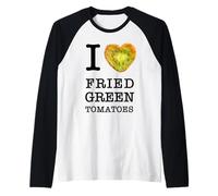 Amo i pomodori Verdi fritti - Testo Nero. Maglia con Maniche Raglan