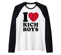 Amo i Ragazzi ricchi Funny I Heart Love Rich Boys per Donne e Uomini Maglia con Maniche Raglan
