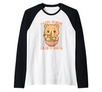 Amo i Ramen Bear-y Much Kawaii Bear Noodles Maglia con Maniche Raglan