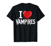 Amo i vampiri Red Heart Horror Spooky Ghost Halloween Maglietta