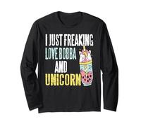 Amo Il Bobba e Gli Unicorni Bubble Drink Maglia a Manica