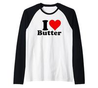 Amo Il Burro Heart Maglia con Maniche Raglan