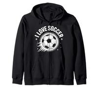 Amo il calcio appassionato fan del gioco Felpa con Cappuccio
