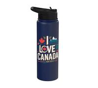 Amo il Canada Scenic Maple Leaf Mountain Stainless Steel Insulated Water Bottle
