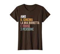 Amo Il Cinema la mia birretta e Forse 3 Persone Maglietta, Donna, Marrone, L