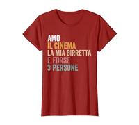 Amo Il Cinema la mia birretta e Forse 3 Persone Maglietta, Donna, Mirtillo Rosso, M