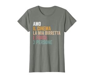 Amo Il Cinema la mia birretta e Forse 3 Persone Maglietta, Donna, Verde Militare mélange, S