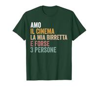 Amo Il Cinema la mia birretta e Forse 3 Persone Maglietta, Uomo, Verde Foresta, S