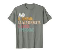 Amo Il Cinema la mia birretta e Forse 3 Persone Maglietta, Uomo, Verde Militare mélange, M