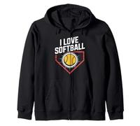 Amo il cuore di un appassionato di softball Felpa con Cappuccio