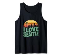 Amo Il Design Vintage dello Skyline Urbano di Seattle Canotta