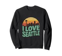 Amo Il Design Vintage dello Skyline Urbano di Seattle Felpa