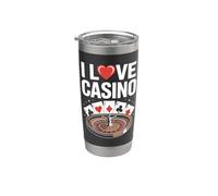Amo il divertimento con le carte da poker della roulette del casinò Bicchiere termico in acciaio inox doppia parete