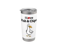 Amo il fish & chips Bicchiere termico in acciaio inox doppia parete