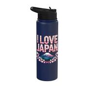 Amo il Giappone, fiori di ciliegio, Monte Fuji Stainless Steel Insulated Water Bottle