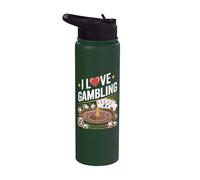 Amo il gioco d'azzardo Casino Night Poker Fun Stainless Steel Insulated Water Bottle