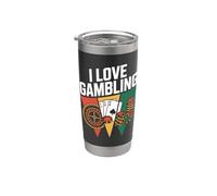 Amo il gioco d'azzardo, casinò retrò, fiches, carte, roulette Bicchiere termico in acciaio inox doppia parete