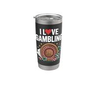 Amo il gioco d'azzardo, roulette, carte da poker Bicchiere termico in acciaio inox doppia parete