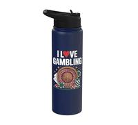 Amo il gioco d'azzardo, roulette, carte da poker Stainless Steel Insulated Water Bottle