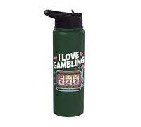 Amo il gioco d'azzardo Slot Machine Casino Fun Stainless Steel Insulated Water Bottle