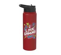 Amo il gioco Joystick retrò Pixel Art Stainless Steel Insulated Water Bottle