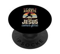 Amo il karate ma Gesù viene prima divertente cristiano PopSockets PopGrip Adesivo
