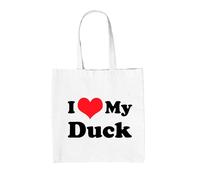 Amo Il Mio Anatra - Borsa In Tela - Uccello Animale Anatre Mandarino Anatroccoli