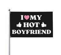 Amo il mio bel ragazzo, amo il mio fidanzato, San Valentino, compleanno, bandiera 3x5, arazzo per esterni, cartello da giardino, divertente casa, cortile, bandiera con 2 occhielli.