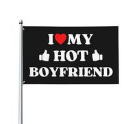 Amo il mio bel ragazzo, amo il mio fidanzato, San Valentino, compleanno, bandiera 3x5, arazzo per esterni, cartello da giardino, divertente casa, cortile, bandiera con 2 occhielli.
