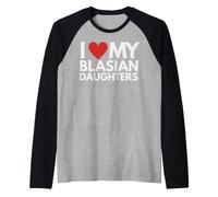 Amo Il Mio Blasian Figlie Nero Asian Pride Heritage Maglia con Maniche Raglan
