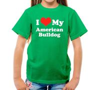 Amo Il Mio Bulldog Americano - Maglietta Per Bambini - Bulldog Cane Razza Amore