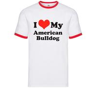 Amo Il Mio Bulldog Americano - Ringer Da Uomo - Bulldog Cani Razza Amore