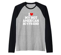 Amo il mio caldo ragazzo americano I cuore il mio ragazzo caldo Maglia con Maniche Raglan