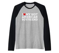 Amo il mio caldo ragazzo americano I cuore il mio ragazzo caldo Maglia con Maniche Raglan
