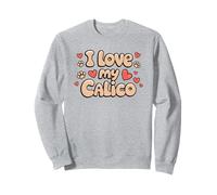 Amo il mio Calico Cat Hearts and Cat Paws Cat Mamma Cat Dad Felpa