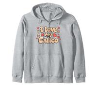 Amo il mio Calico Cat Hearts and Cat Paws Cat Mamma Cat Dad Felpa con Cappuccio